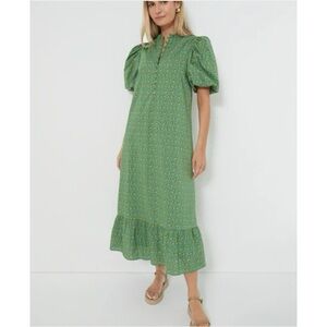 Tuckernuck x Hyacinth House Green Puff Sleeve Midi Dress – Size XXL